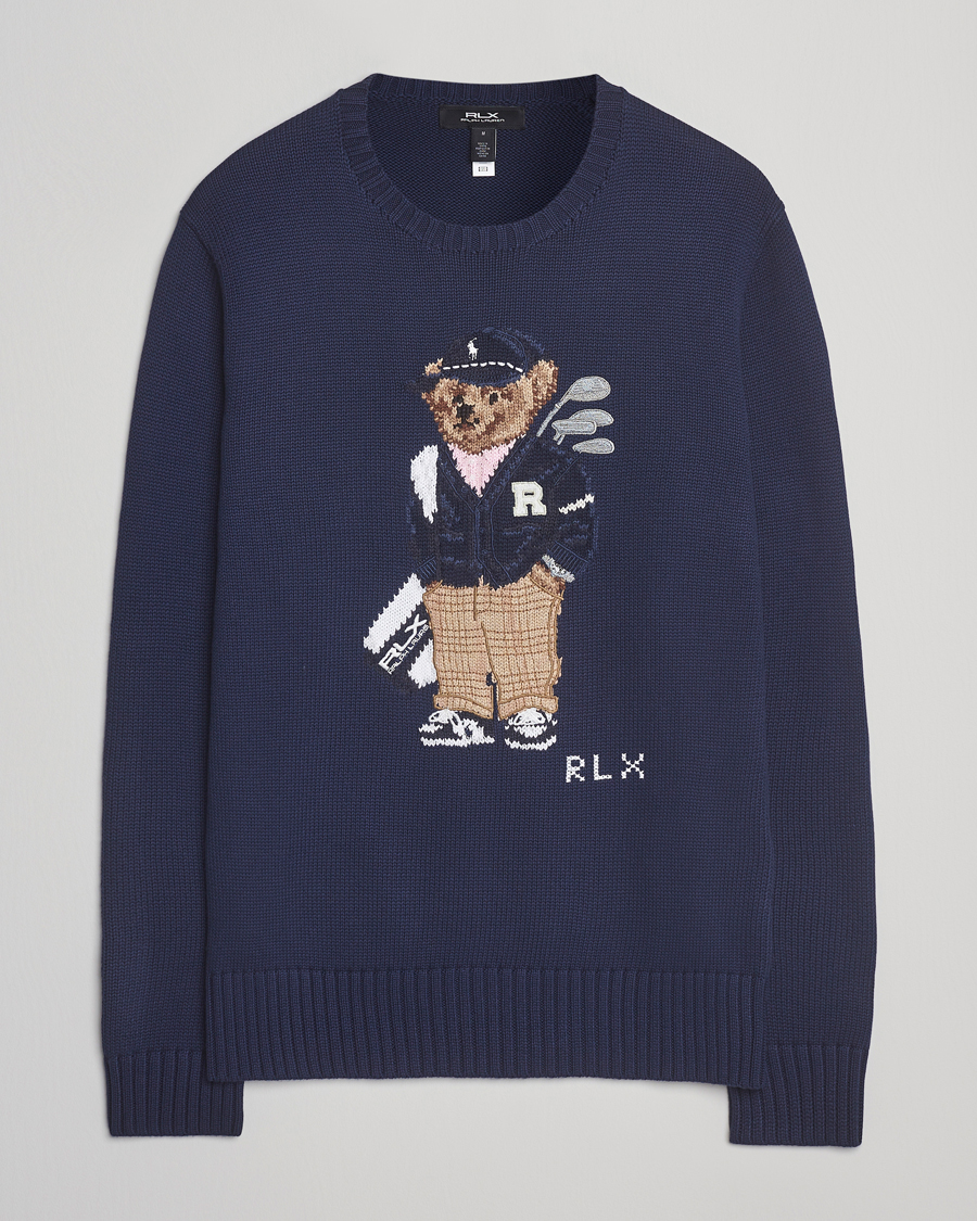 Herre | Gensere | RLX Ralph Lauren | Cotton Crew Neck Bear Sweater Refined Navy