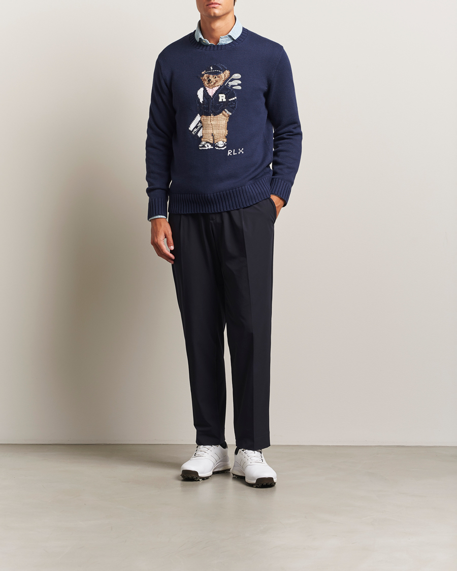 Herre | Gensere | RLX Ralph Lauren | Cotton Crew Neck Bear Sweater Refined Navy