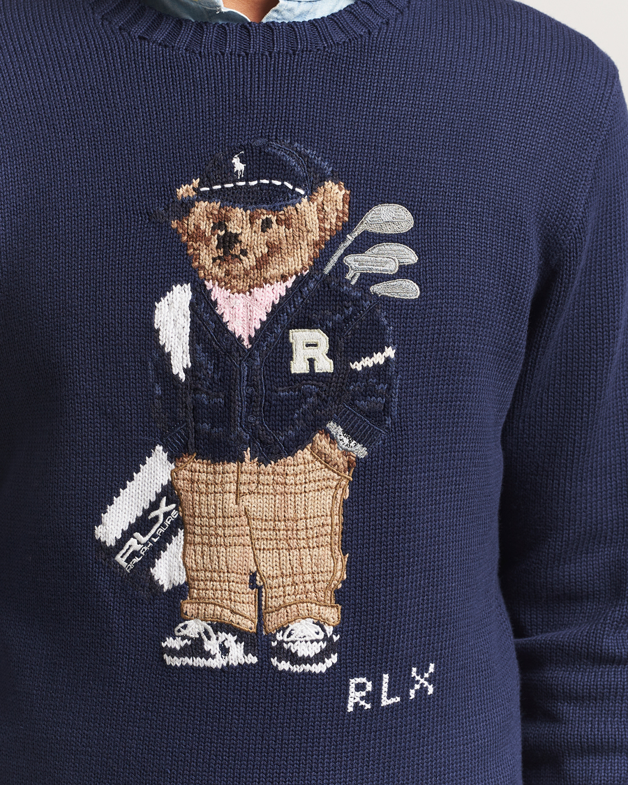 Herre | Gensere | RLX Ralph Lauren | Cotton Crew Neck Bear Sweater Refined Navy