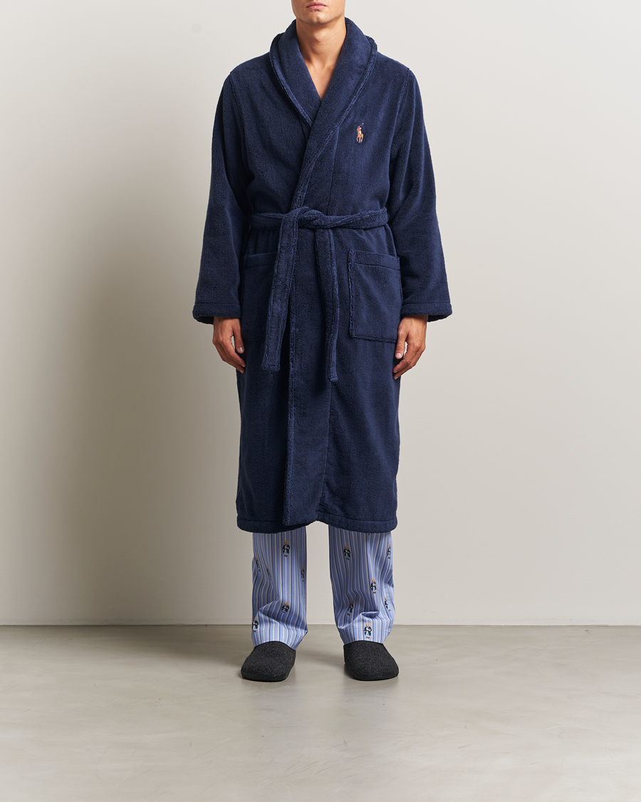 Herre | Pyjamaser og badekåper | Polo Ralph Lauren | Cotton Terry Logo Robe Cruise Navy