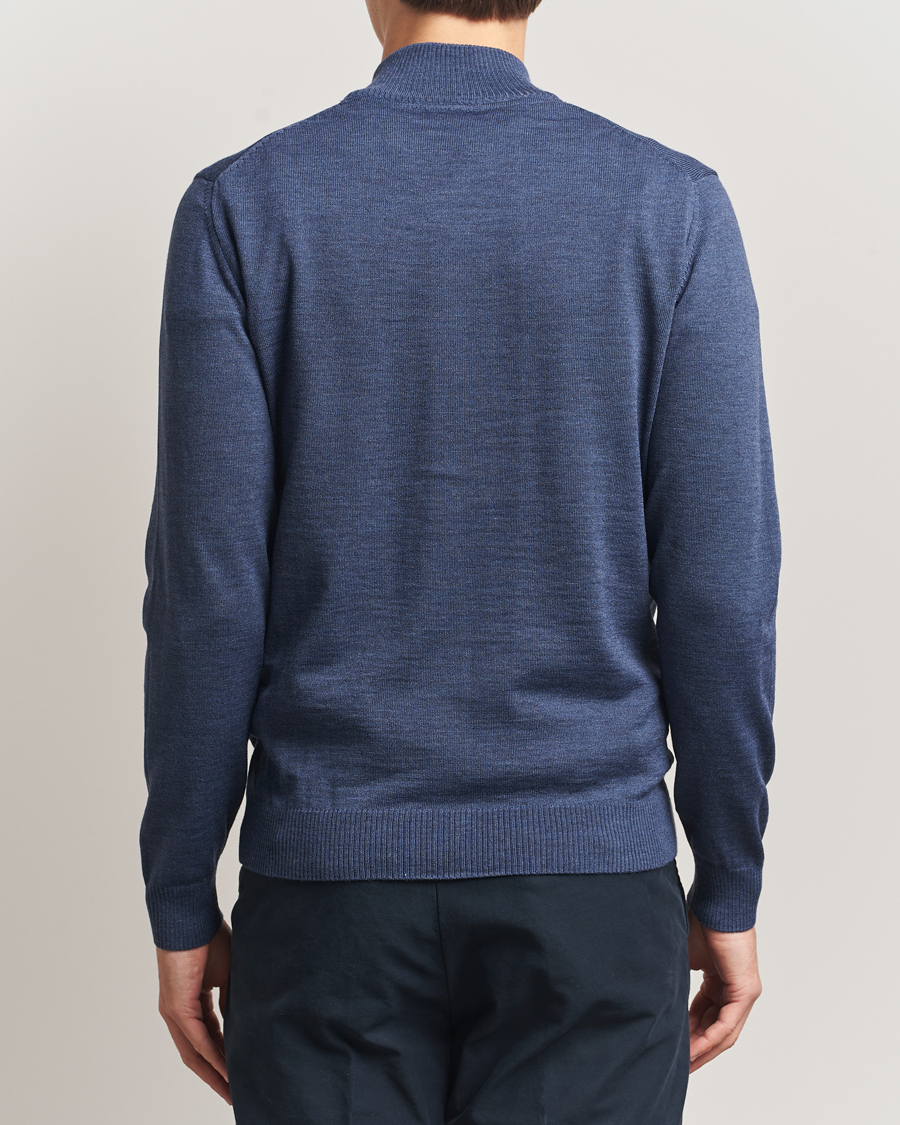 Herre | Gensere | Stenströms | Merino Full Zip Denim Blue