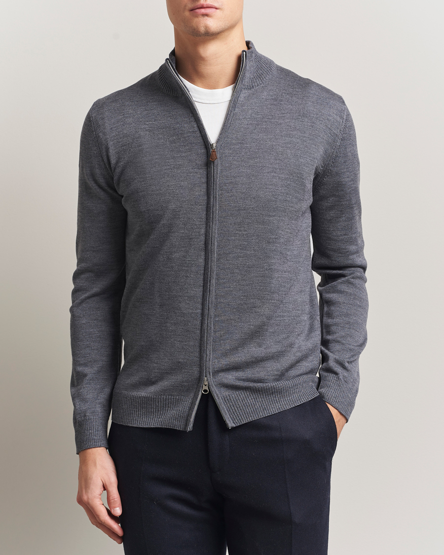Herre | Gensere | Stenströms | Merino Full Zip Grey
