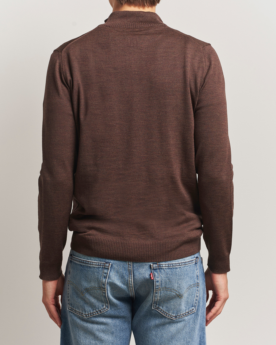 Herre | Gensere | Stenströms | Merino Half-Zip Dark Brown