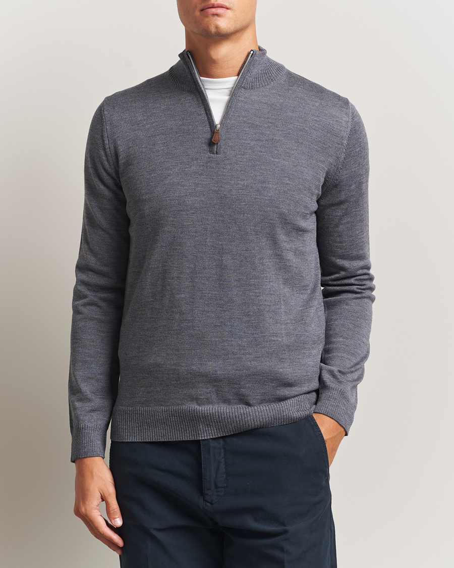 Herre | Gensere | Stenströms | Merino Half-Zip Grey