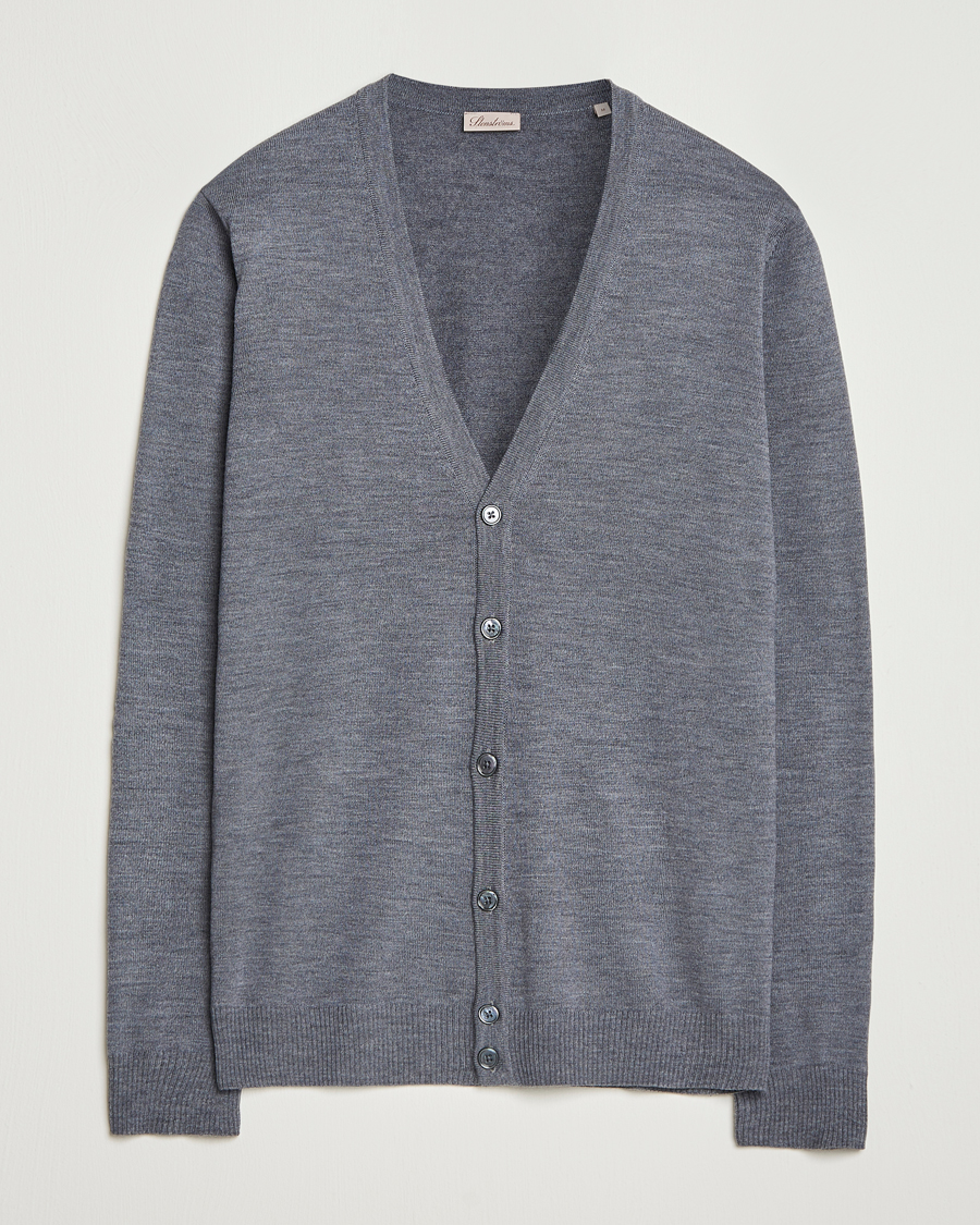 Herre | Gensere | Stenströms | Merino Cardigan Grey