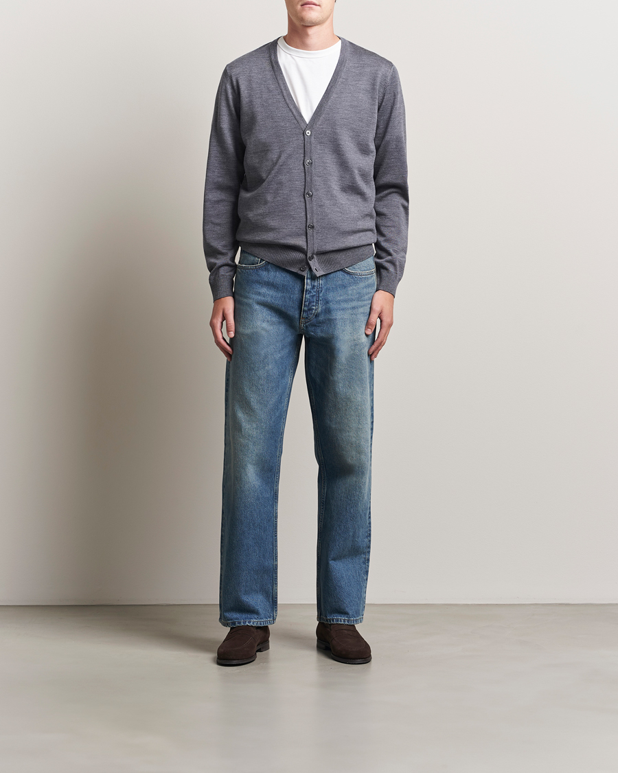 Herre | Gensere | Stenströms | Merino Cardigan Grey