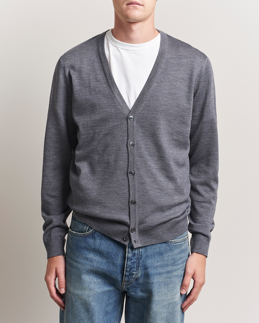 Herre | Gensere | Stenströms | Merino Cardigan Grey