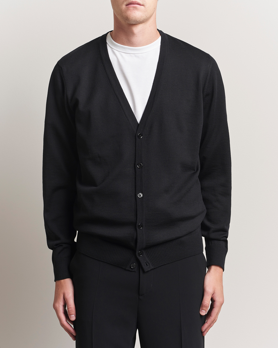 Herre | Gensere | Stenströms | Merino Cardigan Black