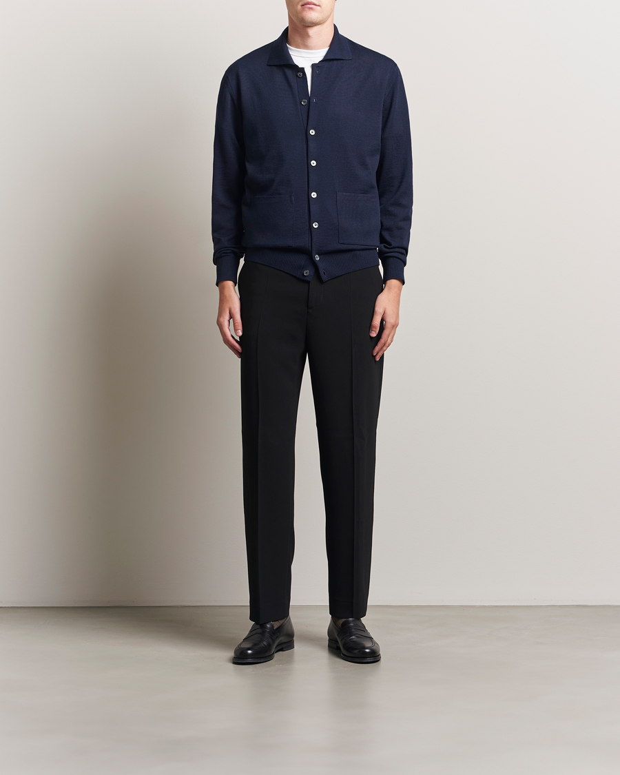 Herre | Gensere | Stenströms | Merino Pocket Cardigan Navy