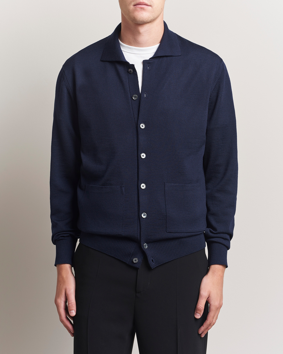 Herre | Gensere | Stenströms | Merino Pocket Cardigan Navy