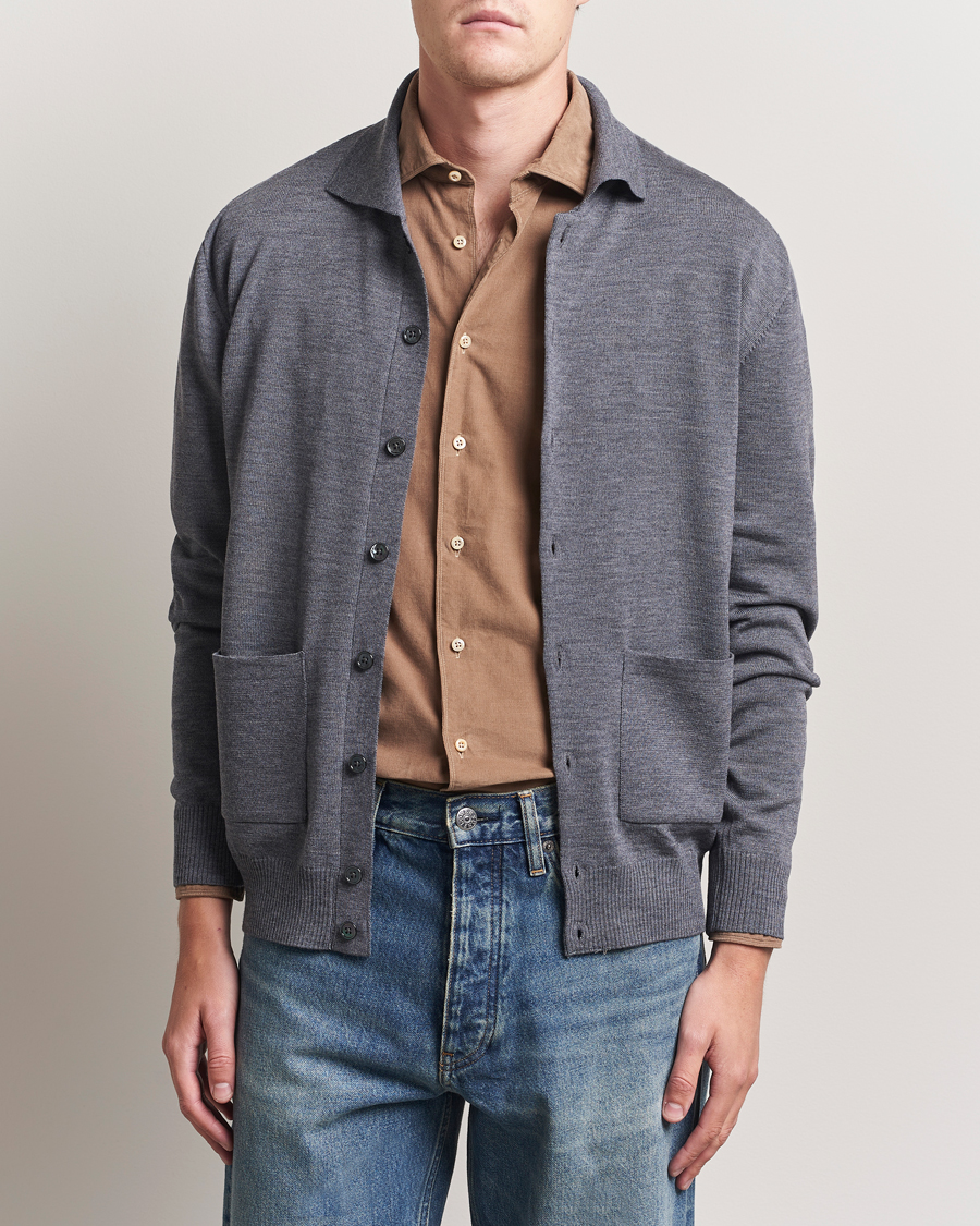Herre | Gensere | Stenströms | Merino Pocket Cardigan Grey