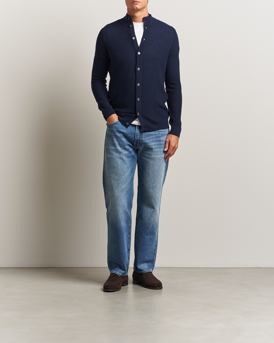 Herre | Gensere | Stenströms | Knitted Structure Cardigan Navy