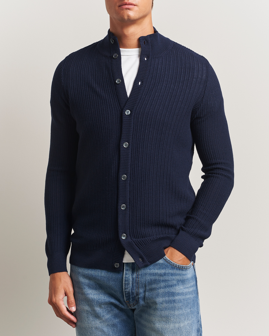 Herre | Gensere | Stenströms | Knitted Structure Cardigan Navy