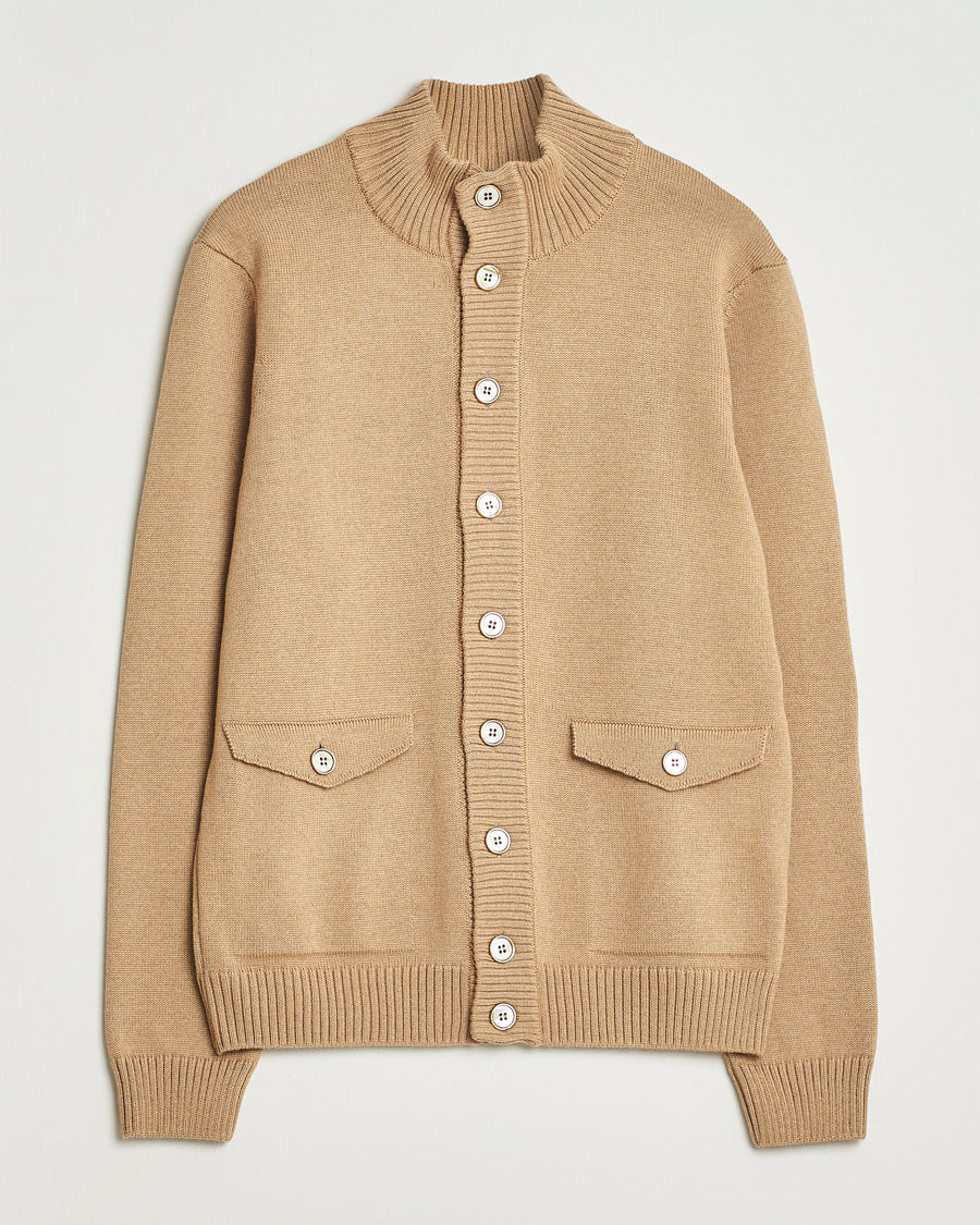 Herre | Gensere | Stenströms | Chunky Knitted Merino Cardigan Beige