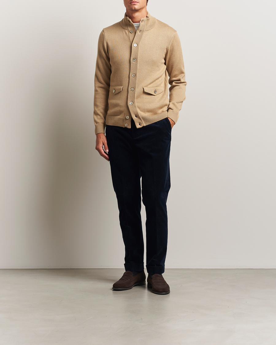 Herre | Gensere | Stenströms | Chunky Knitted Merino Cardigan Beige
