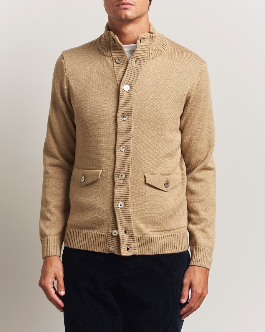 Herre | Gensere | Stenströms | Chunky Knitted Merino Cardigan Beige