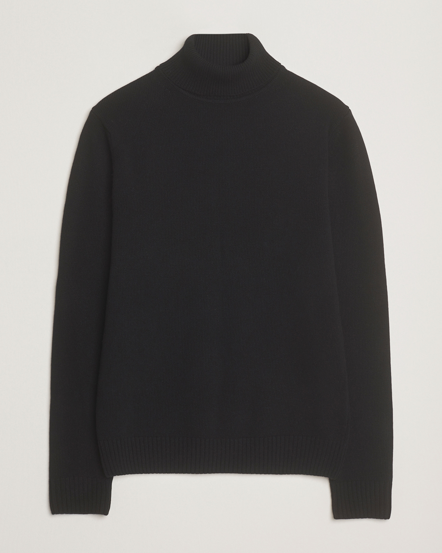 Herre | Gensere | Stenströms | Brushed Merino Rollneck Black