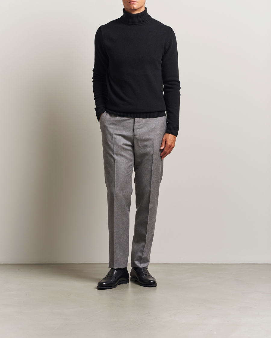 Herre | Gensere | Stenströms | Brushed Merino Rollneck Black