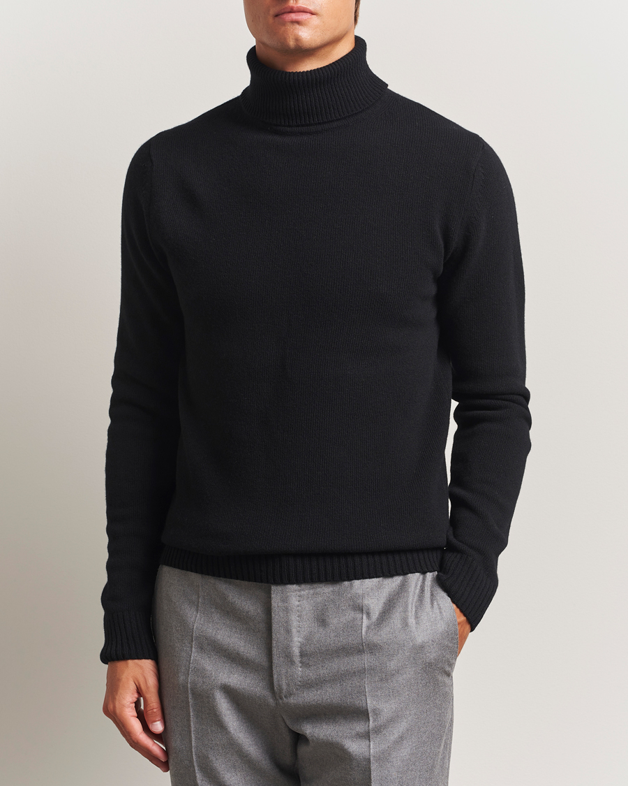 Herre | Gensere | Stenströms | Brushed Merino Rollneck Black
