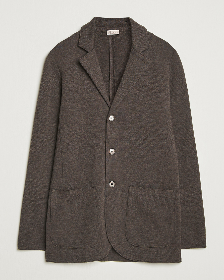 Herre | Dressjakker | Stenströms | Milano Knitted Merino Blazer Dark Brown