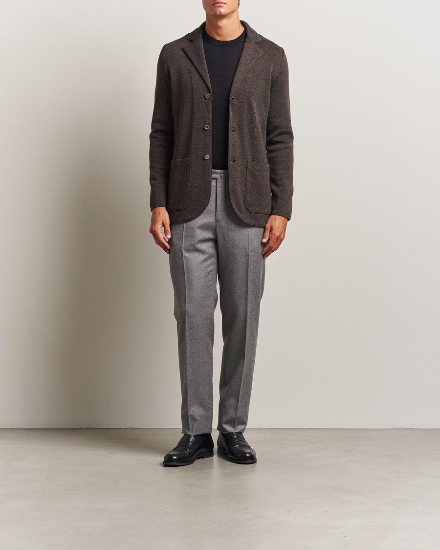 Herre | Dressjakker | Stenströms | Milano Knitted Merino Blazer Dark Brown