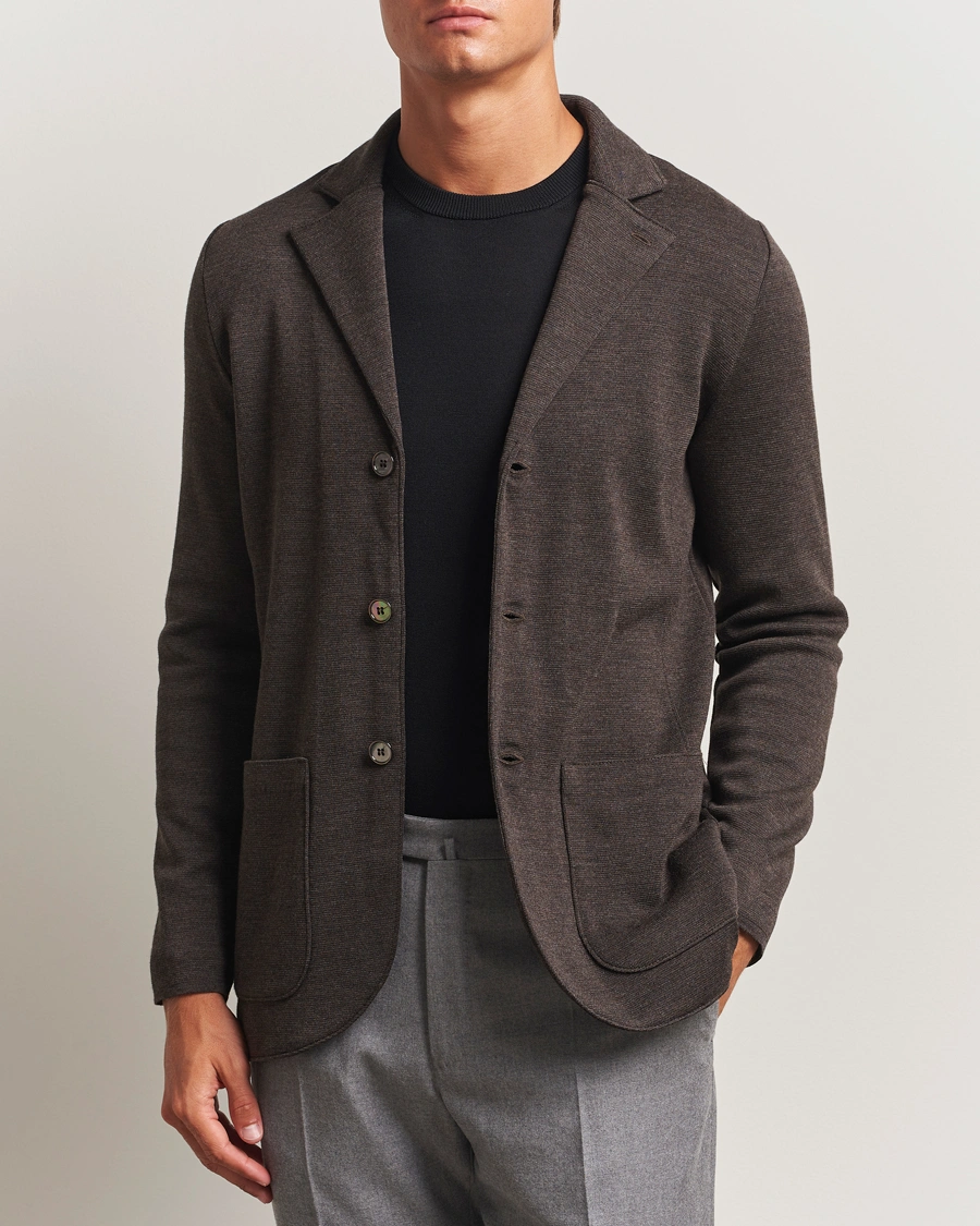 Herre | Dressjakker | Stenströms | Milano Knitted Merino Blazer Dark Brown