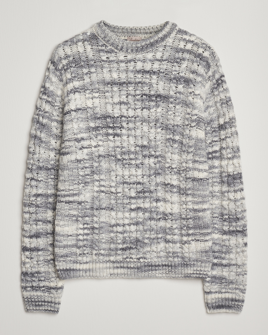 Herre | Gensere | Stenströms | Alpacka Cable Knitted Crew Neck Grey