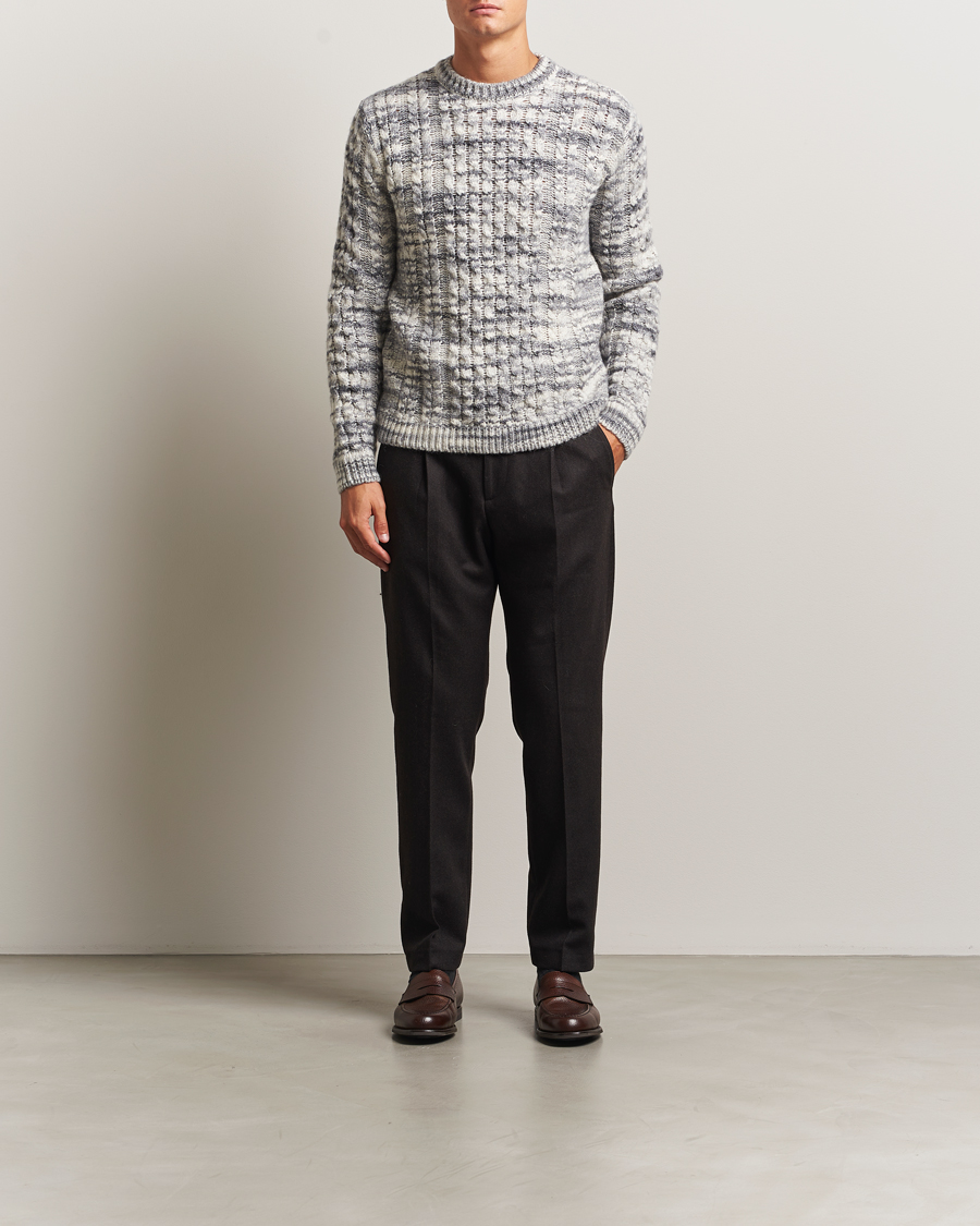 Herre | Gensere | Stenströms | Alpacka Cable Knitted Crew Neck Grey