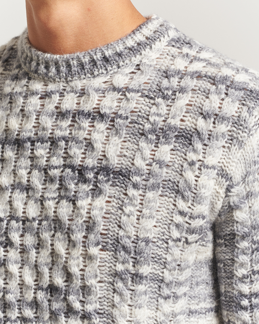 Herre | Gensere | Stenströms | Alpacka Cable Knitted Crew Neck Grey