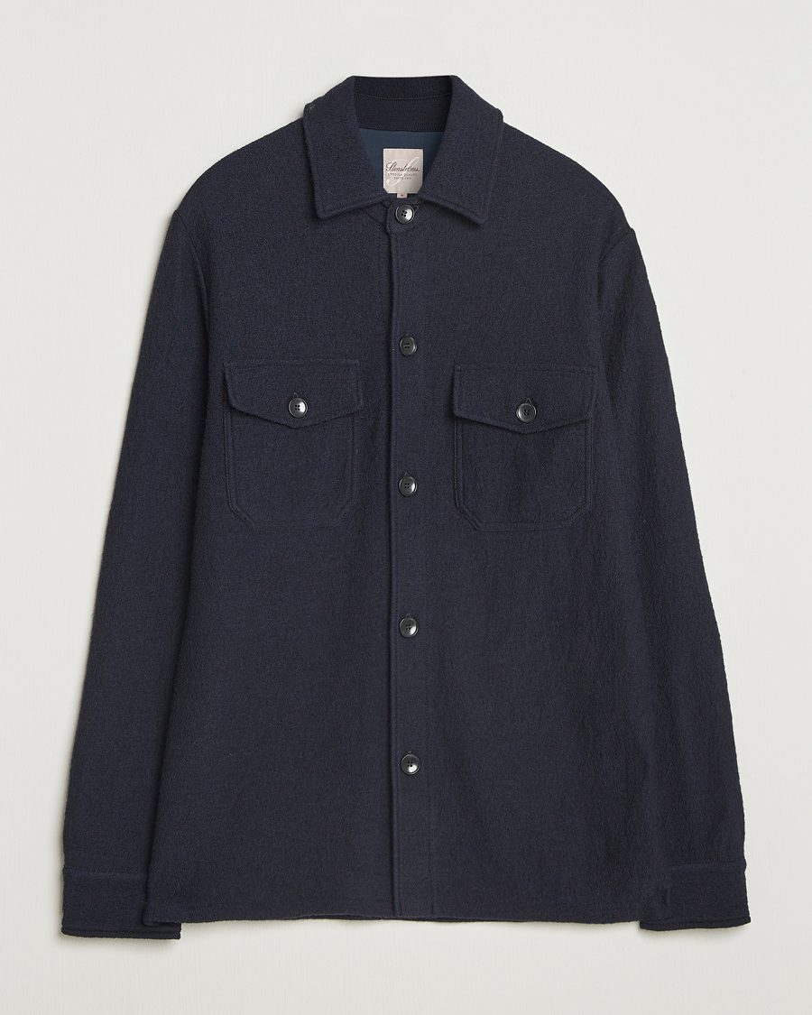 Herre | Skjorter | Stenströms | Felted Wool Overshirt Navy