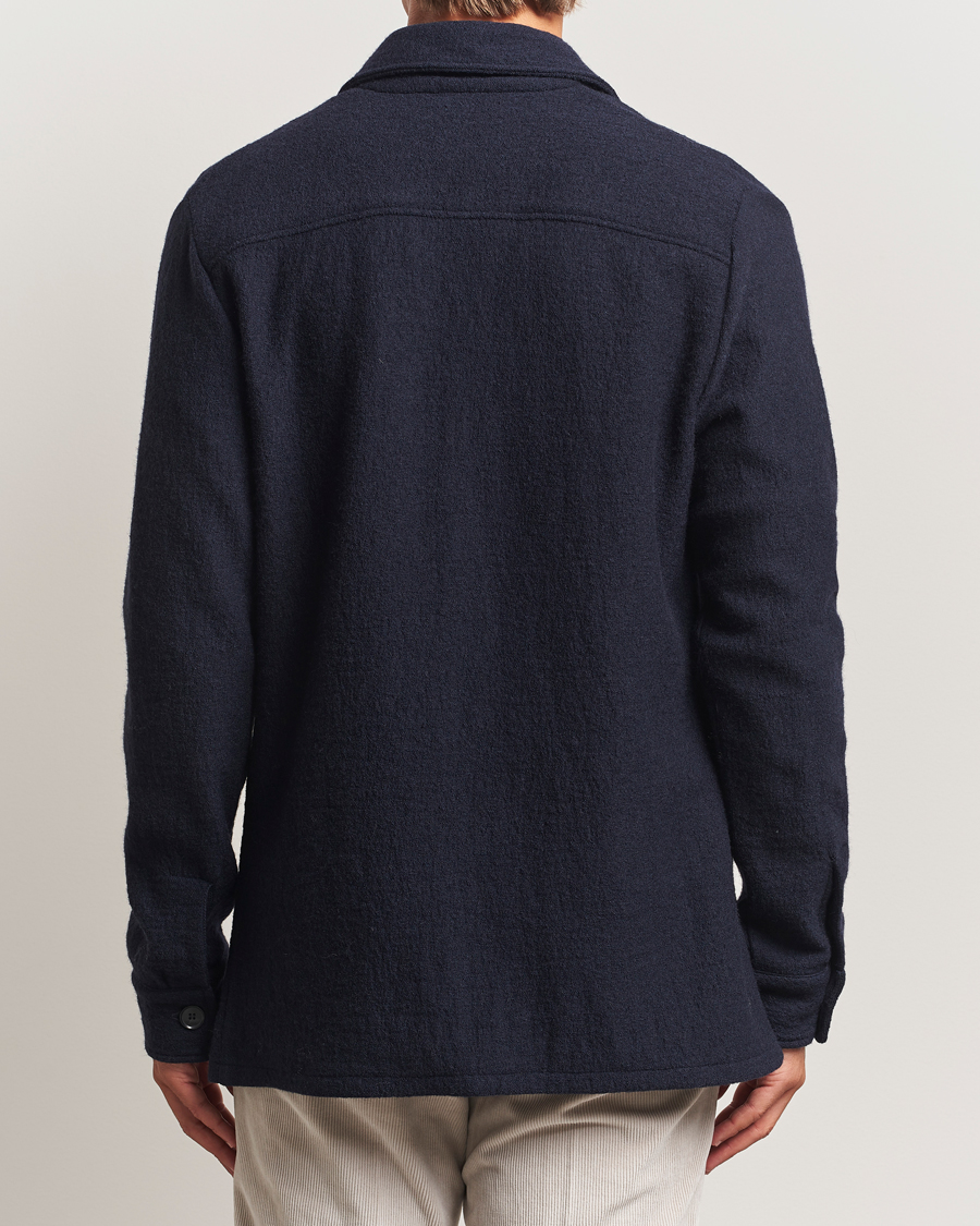 Herre | Skjorter | Stenströms | Felted Wool Overshirt Navy