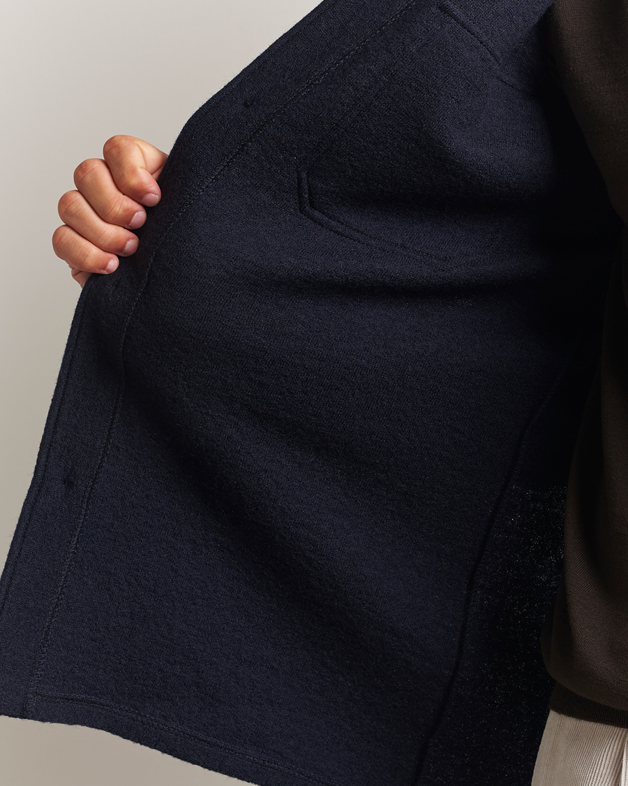 Herre | Skjorter | Stenströms | Felted Wool Overshirt Navy