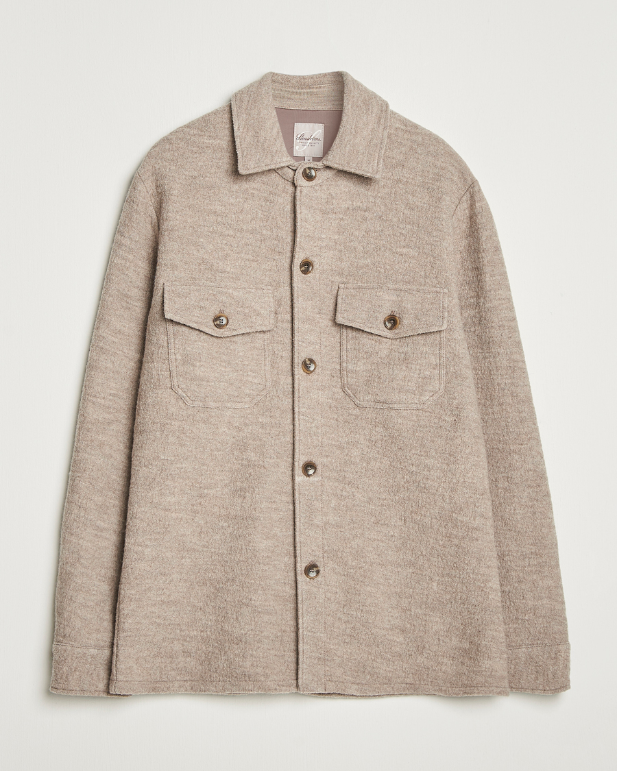 Herre | Skjorter | Stenströms | Felted Wool Overshirt Beige