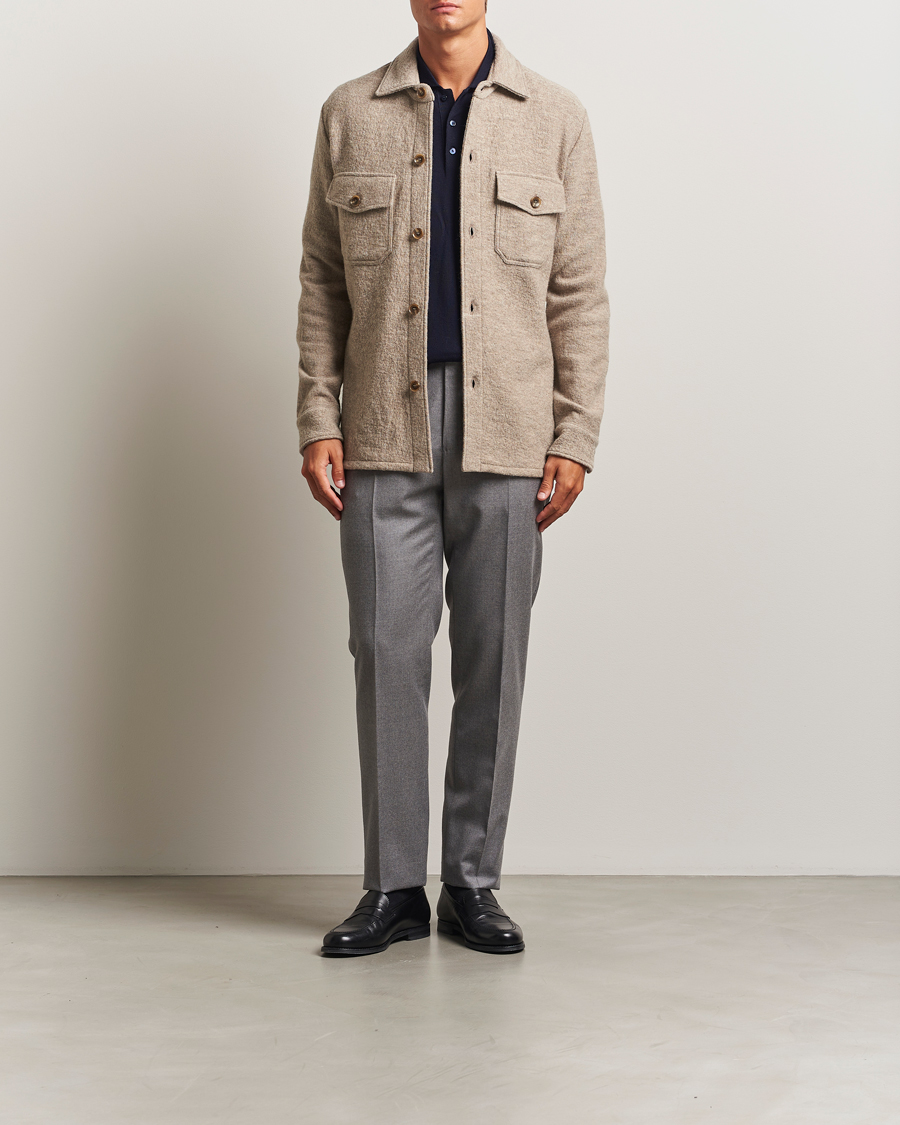 Herre | Skjorter | Stenströms | Felted Wool Overshirt Beige