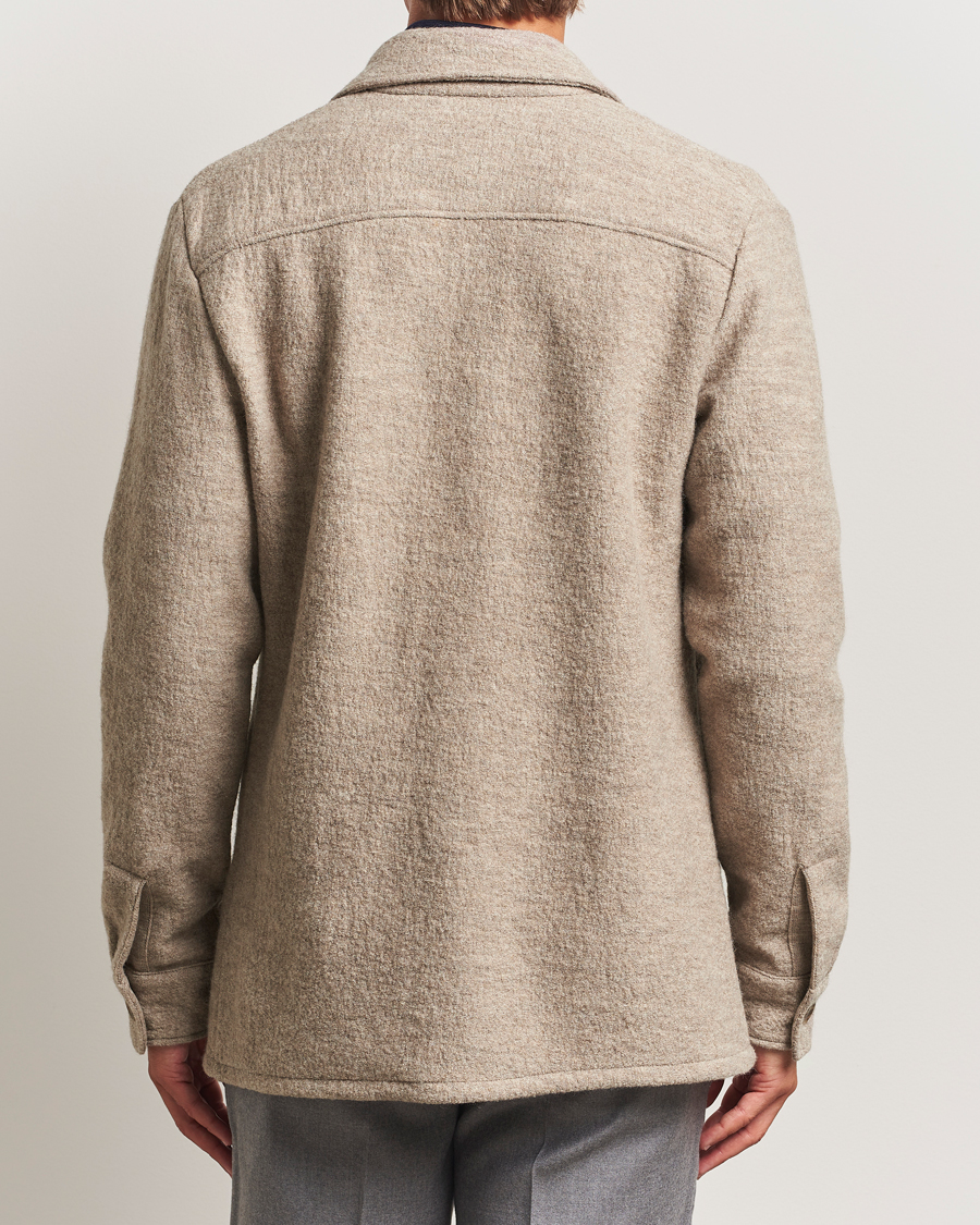 Herre | Skjorter | Stenströms | Felted Wool Overshirt Beige