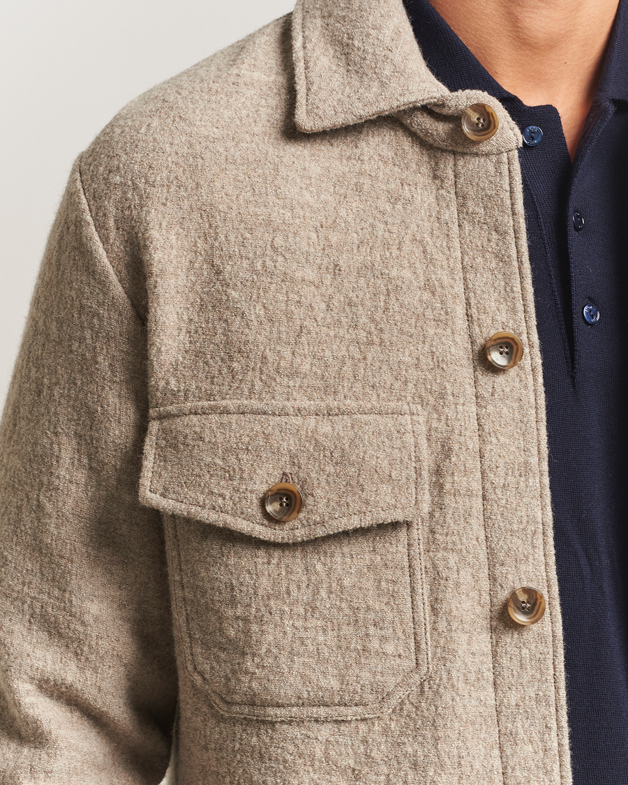 Herre | Skjorter | Stenströms | Felted Wool Overshirt Beige