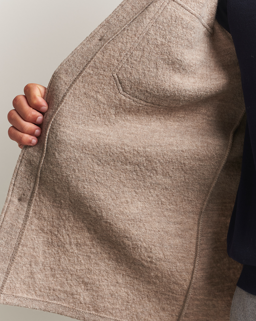 Herre | Skjorter | Stenströms | Felted Wool Overshirt Beige