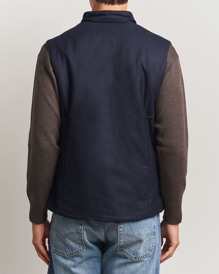 Herre | Vester | Stenströms | Wool Alcantara Detail Light Padded Vest Navy