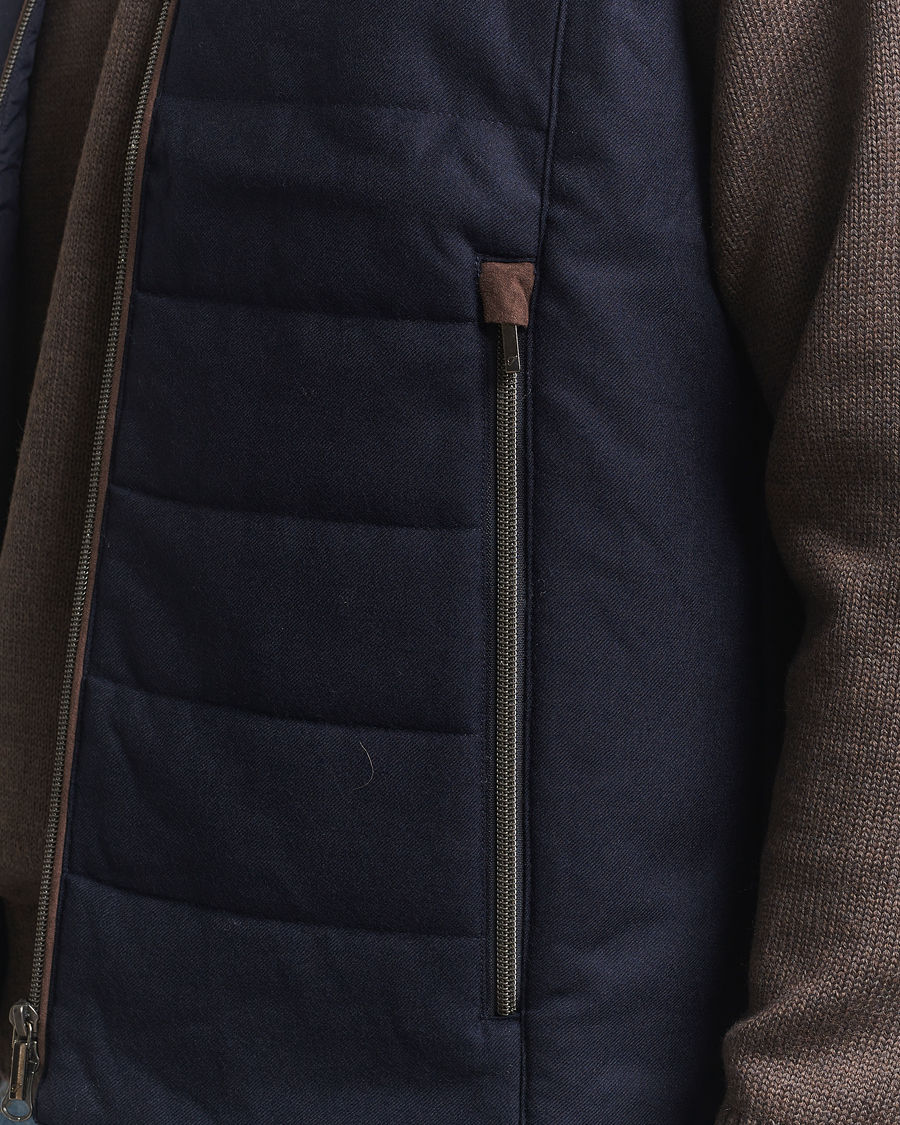 Herre | Vester | Stenströms | Wool Alcantara Detail Light Padded Vest Navy