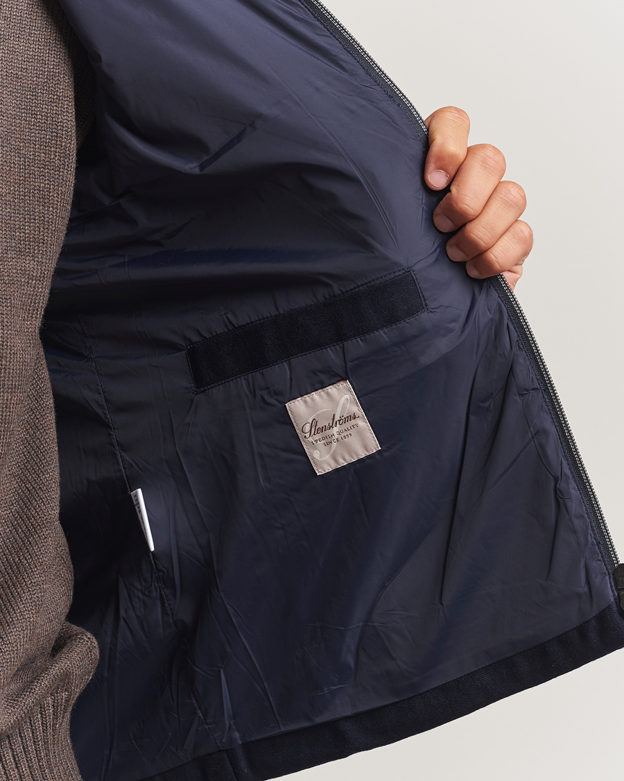 Herre | Vester | Stenströms | Wool Alcantara Detail Light Padded Vest Navy