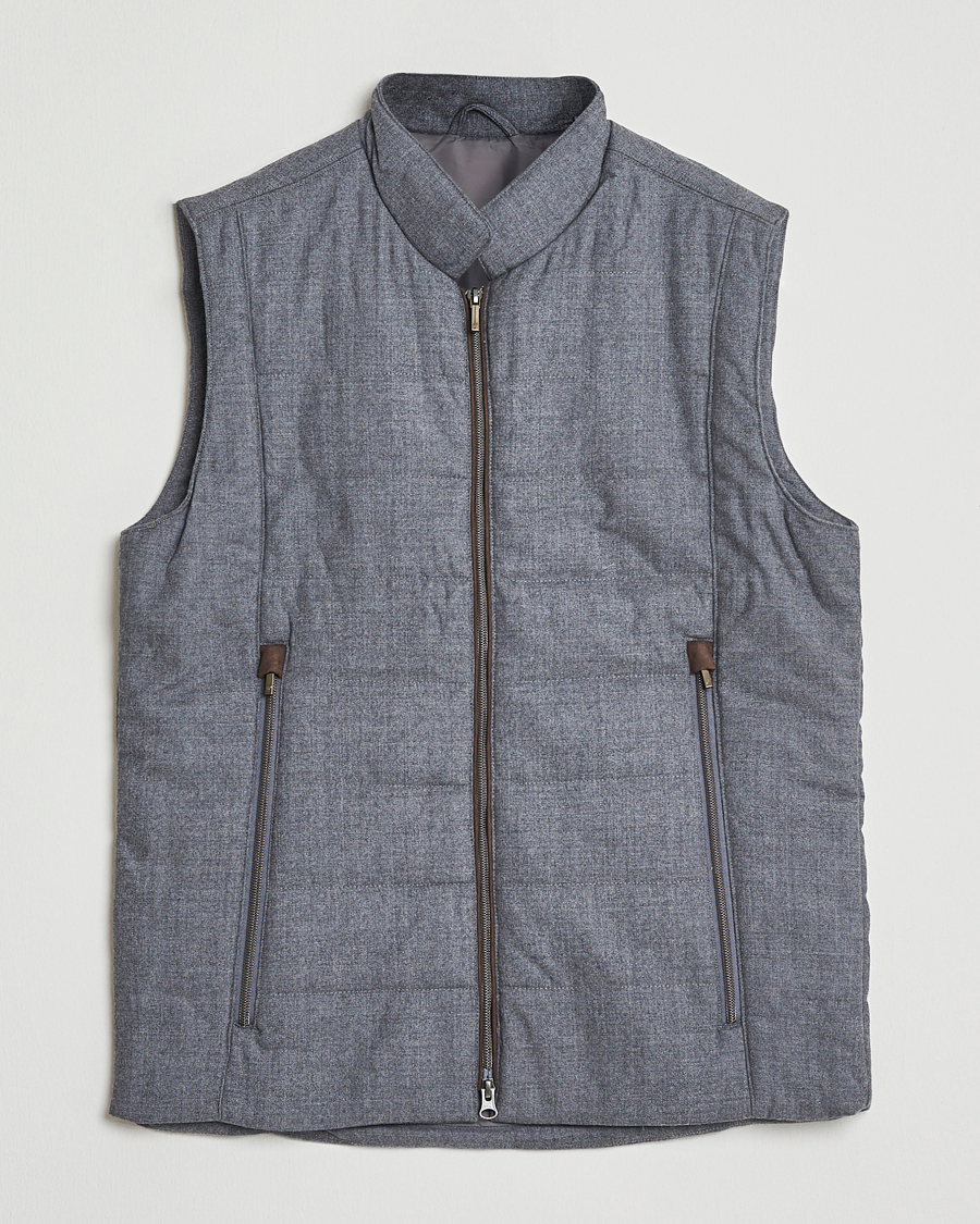 Herre | Vester | Stenströms | Wool Alcantara Detail Light Padded Vest Grey