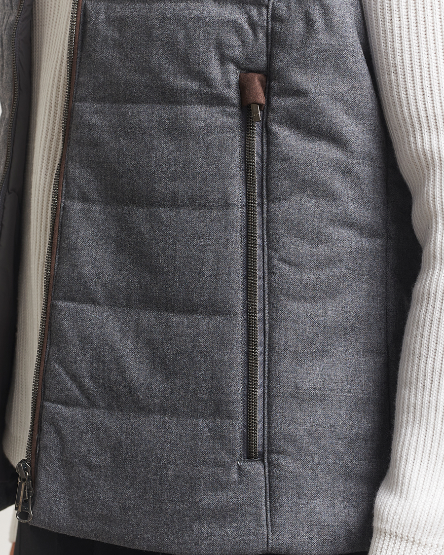 Herre | Vester | Stenströms | Wool Alcantara Detail Light Padded Vest Grey