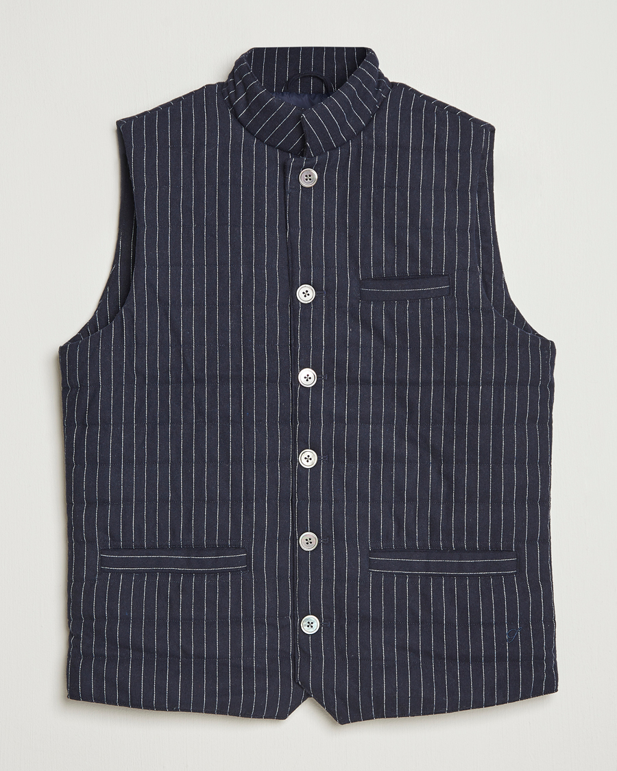 Herre | Vester | Stenströms | Wool Pinstripe Padded Vest Blue