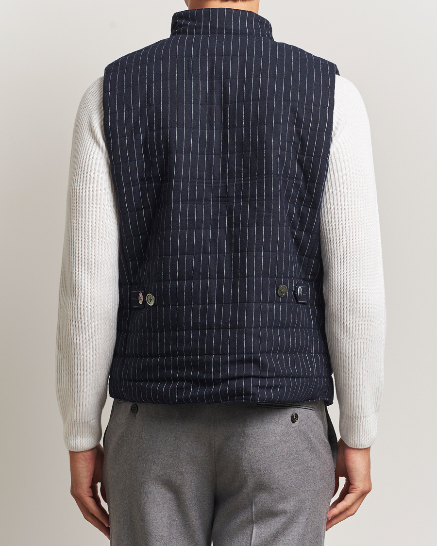 Herre | Vester | Stenströms | Wool Pinstripe Padded Vest Blue