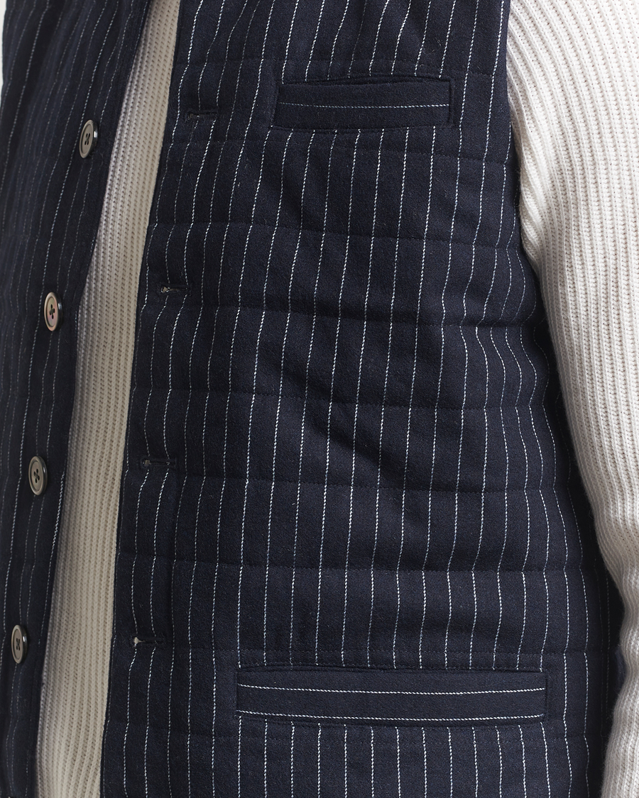 Herre | Vester | Stenströms | Wool Pinstripe Padded Vest Blue