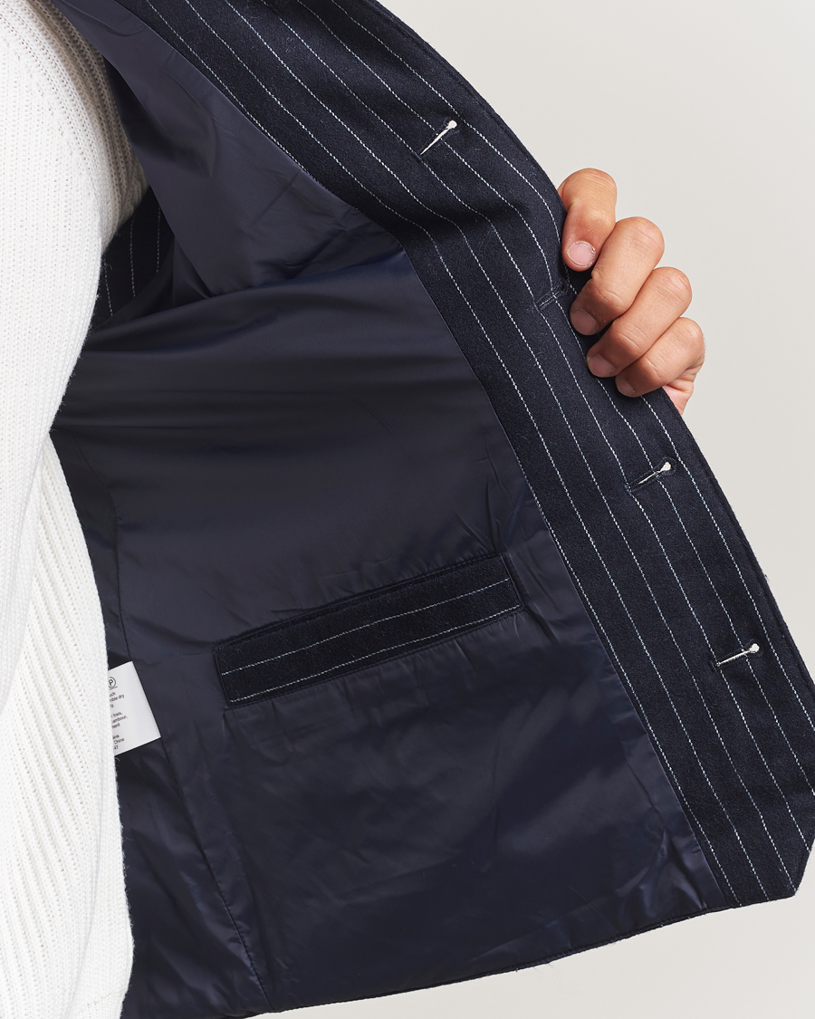 Herre | Vester | Stenströms | Wool Pinstripe Padded Vest Blue