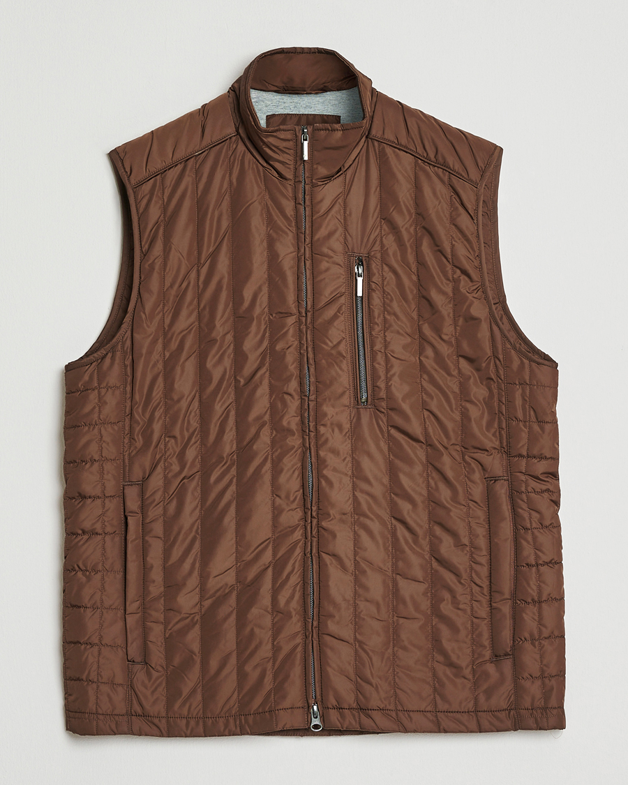 Herre | Vester | Stenströms | Nylon Quilted Light Padded Vest Brown