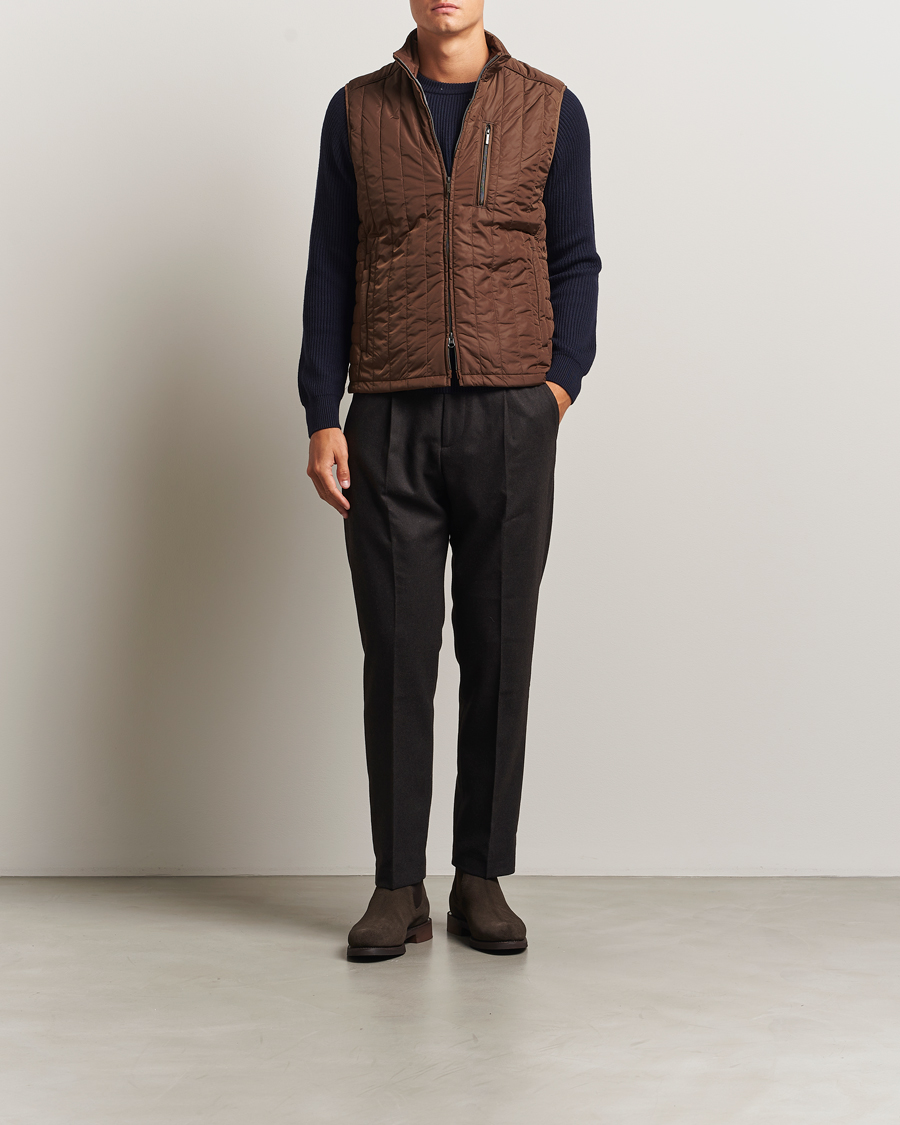 Herre | Vester | Stenströms | Nylon Quilted Light Padded Vest Brown