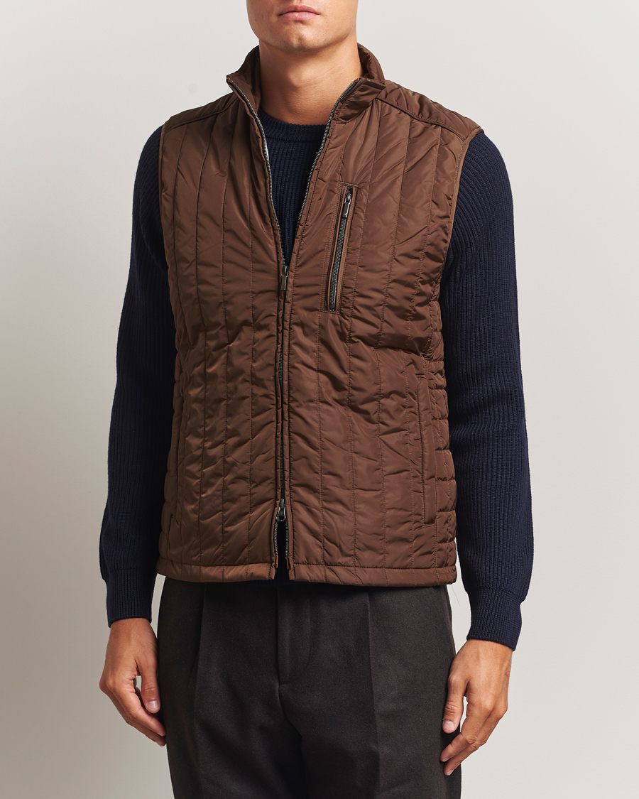 Herre | Vester | Stenströms | Nylon Quilted Light Padded Vest Brown