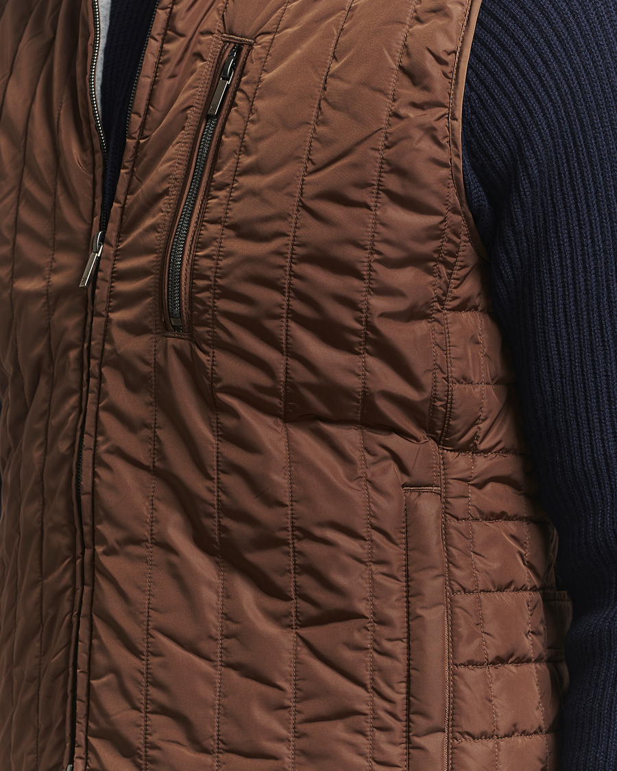 Herre | Vester | Stenströms | Nylon Quilted Light Padded Vest Brown
